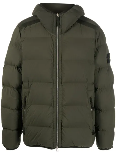 Stone Island Compass-patch padded down jacket Green 791543728