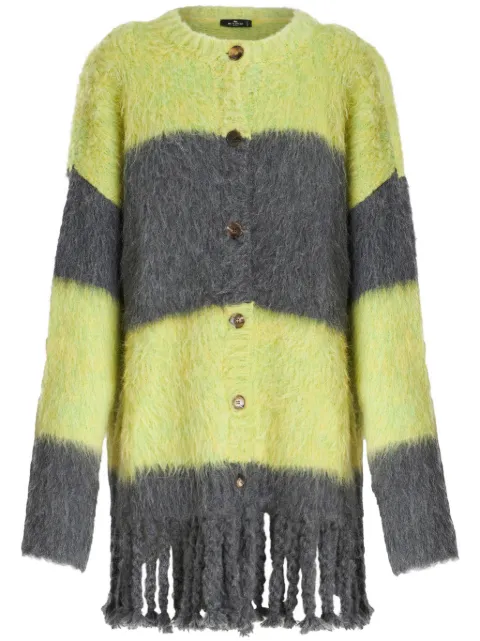 ETRO striped brushed cardi-coat Grey 115249253