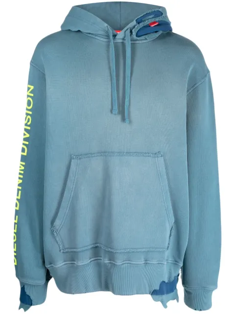 Diesel logo-print cotton hoodie Blue A099020BKAX