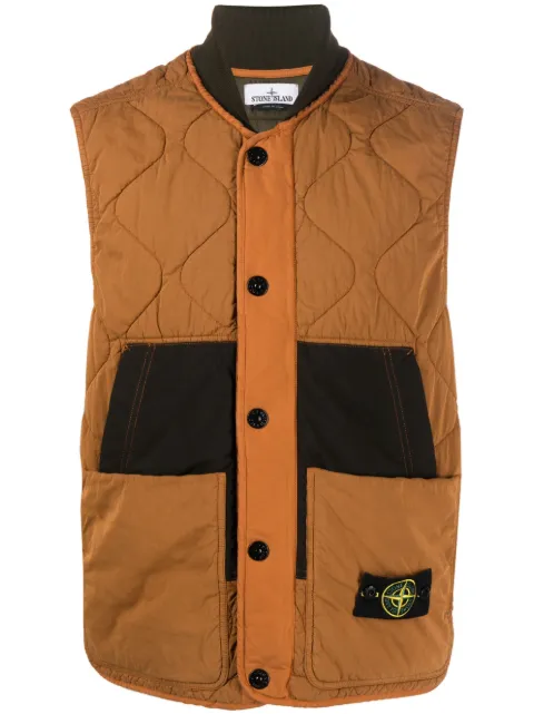 Stone Island Compass-patch quilted gilet Brown 7915G0133