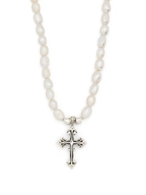 Emanuele Bicocchi pearl necklace with cross White SFCNP5