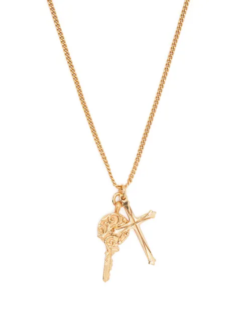 Emanuele Bicocchi arabesque key cross pendant necklace Gold KYPC7G