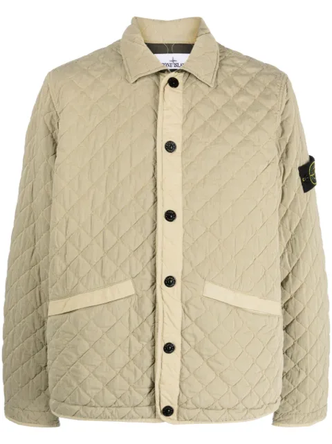 Stone Island quilted press-stud fastening bomber jacket Green 7915Q0933