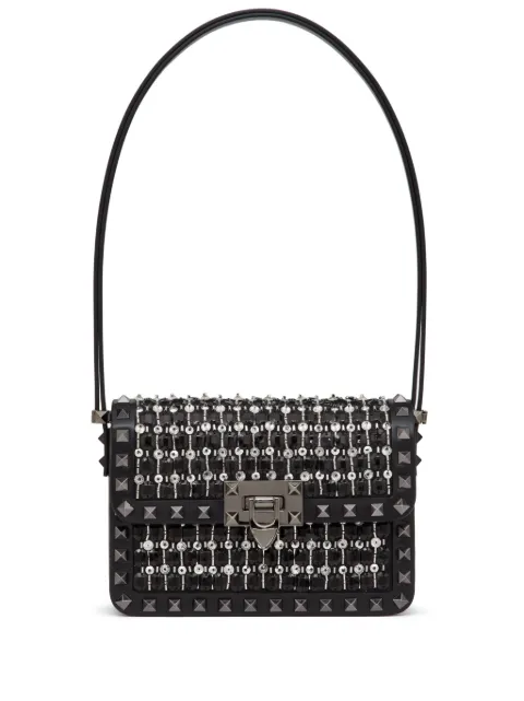 Valentino Garavani small Rockstud23 embroidered shoulder bag Black WB0M42WHK