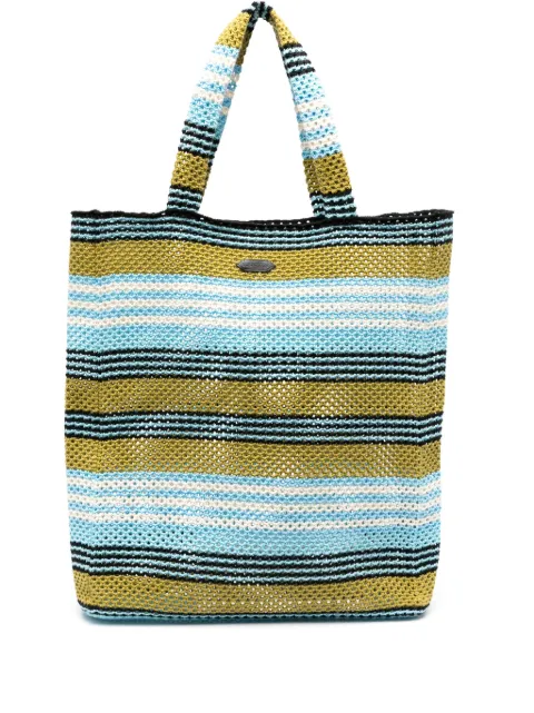 Lanvin striped crochet cotton tote bag Blue LWBGST00CRCTP24