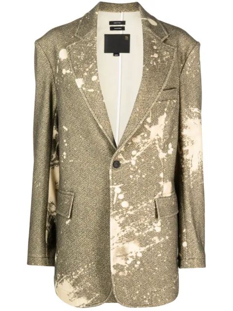 R13 paint splatter-print tweed blazer Green R13WR020R271A