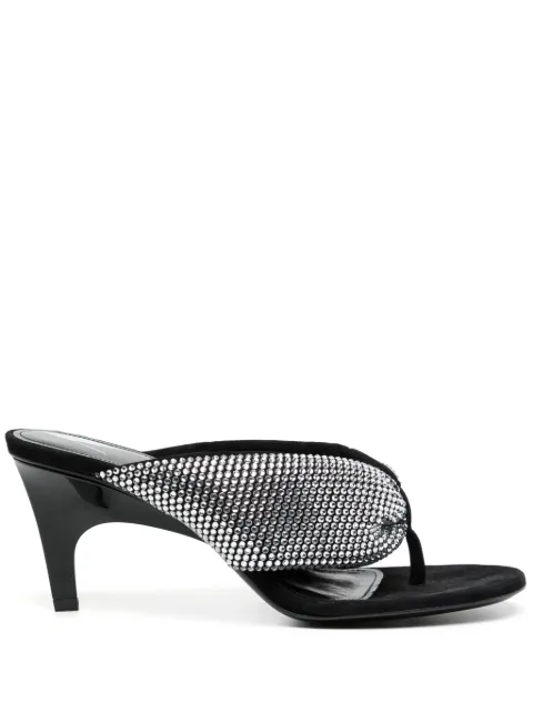 The Attico rhinestone-embellished leather 70mm sandals Black 236WS756TL08212