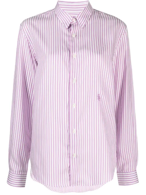 Sporty & Rich logo-embroidered striped shirt Purple ST1011LI