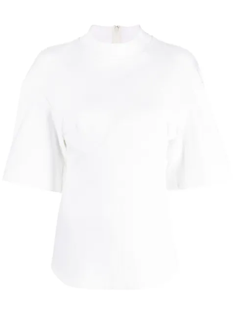 ALESSANDRO VIGILANTE funnel-neck short-sleeve blouse White VEPX65014AVXE042