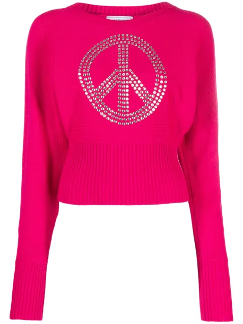 MOSCHINO JEANS rhinestone cropped jumper Red J09098207