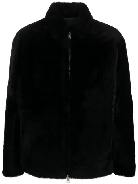 Prada triangle-logo shearling jacket Black UPS611S23213C5