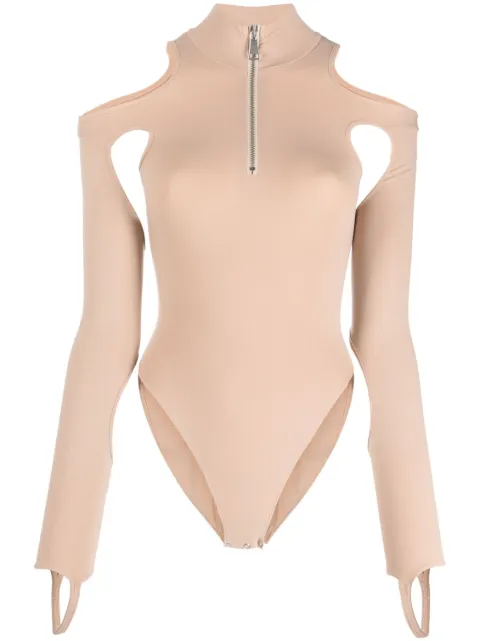 ANDREĀDAMO sculpted jersey cut-out bodysuit Neutrals ADPF23BO04948775