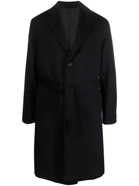 Lardini tied-waist wool coat Blue IT23026ITC61603