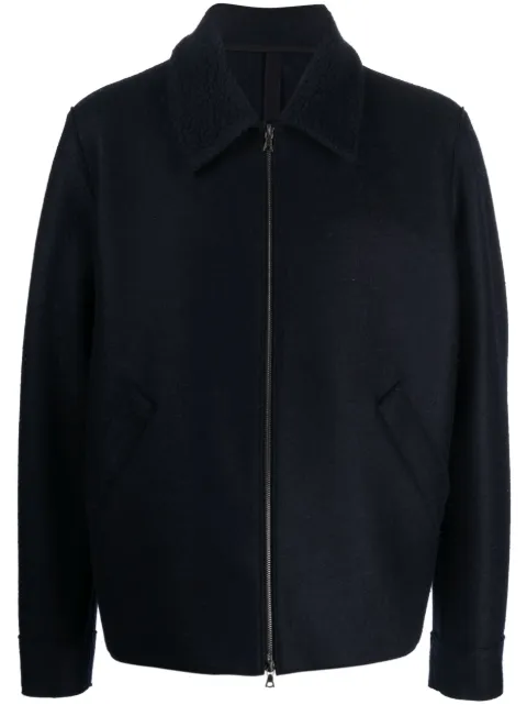 Harris Wharf London Golf zip-up wool jacket Blue C9341MLKW