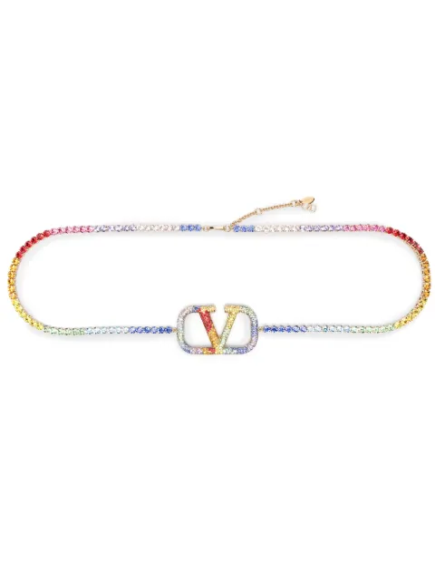 Valentino Garavani VLogo Signature crystal-embellished belt Blue WT0SF3WHH