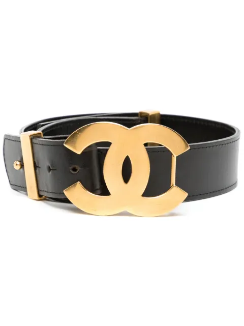 CHANEL Pre-Owned 1996 CC buckle leather belt Black BE96A