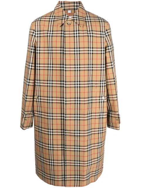 Burberry check-pattern cotton trench coat Brown 8072017