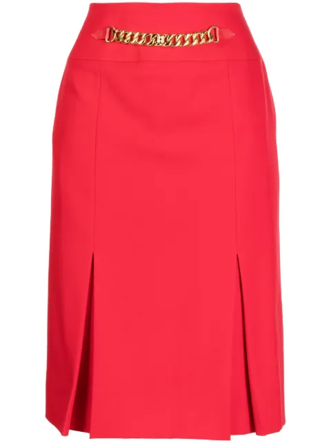 Celine Pre-Owned 1990-2000s chain-detailed midi skirt Red 100