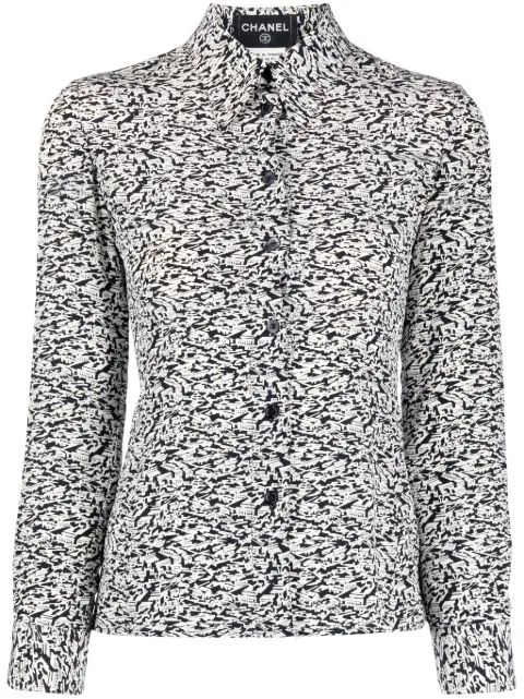 CHANEL Pre-Owned 2003 city-print silk shirt Black 03CP20554V11511I0501