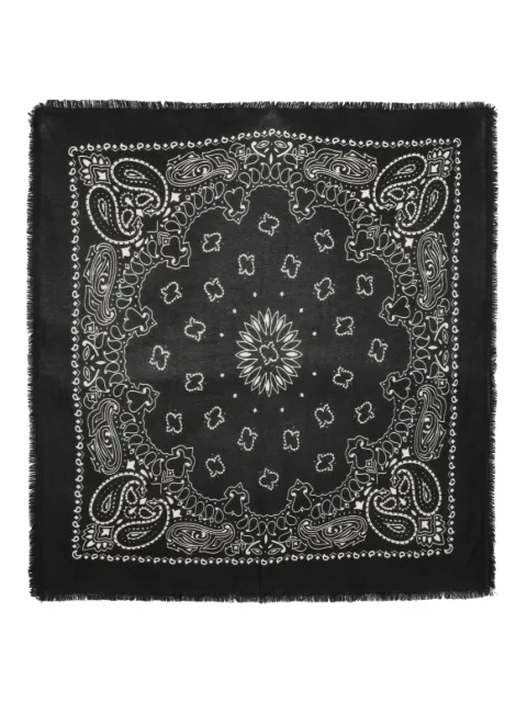 kujten Hachiko paisley-print cashmere scarf Black AK2221