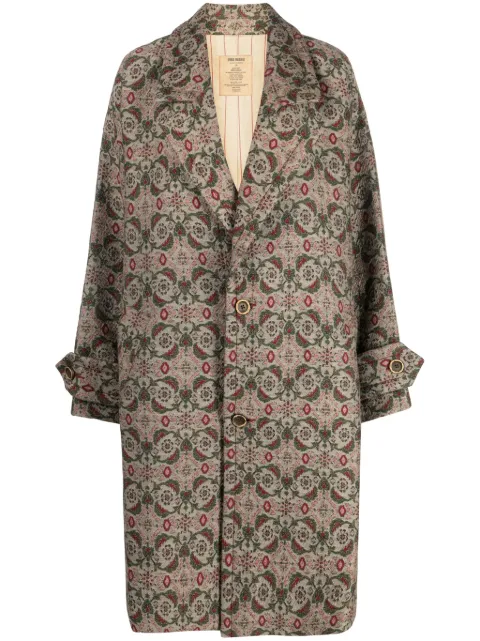 Uma Wang patterned-jacquard single-breasted coat Brown UM8513