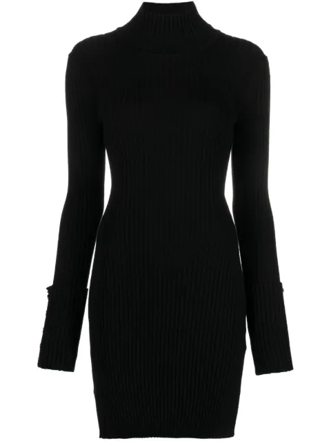 Rabanne high-neck ribbed-knit minidress Black 23AMRO603ML0235