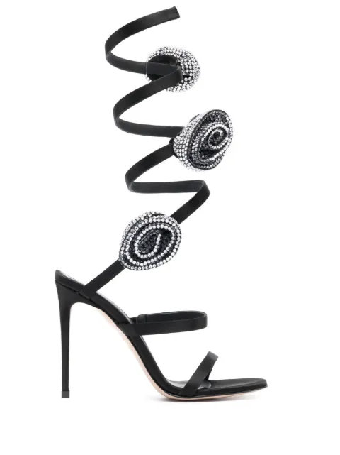 Le Silla 110mm Rose leather sandals Black 8598A100R1PPSAT