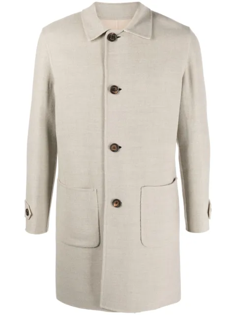 Eleventy spread-collar button-down coat Neutrals H75CAPG01