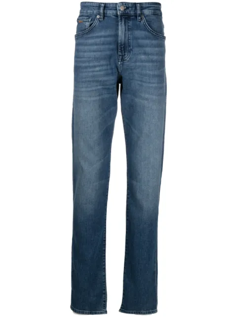 BOSS tapered-leg mid-waist jeans Blue 50501843