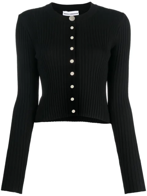 Rabanne ribbed wool-blend cardigan Black 23AMPU202ML0235
