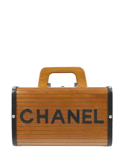 CHANEL Pre-Owned 1995 logo wooden handbag Brown 3987222