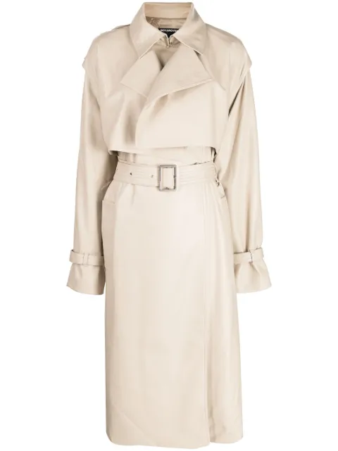 Boyarovskaya layered belted trench coat Brown TRSS23FIRSTLTH