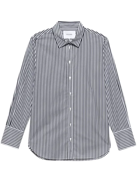 FRAME stripe-print organic-cotton shirt Black LWSH2879
