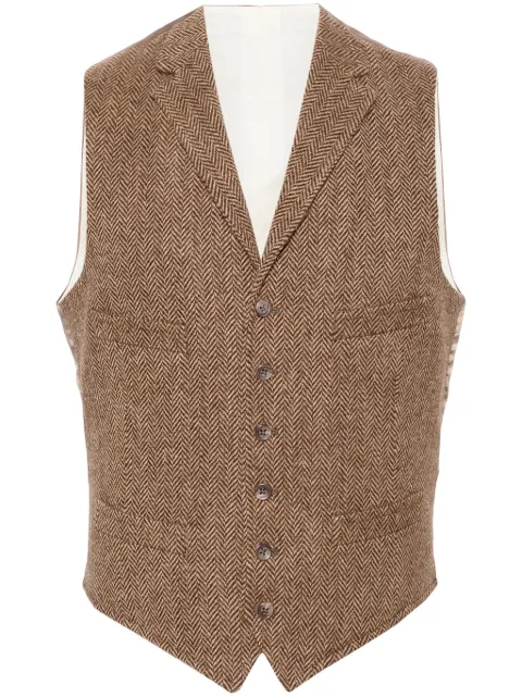 Polo Ralph Lauren herringbone-pattern wool waistcoat Brown 715870653002