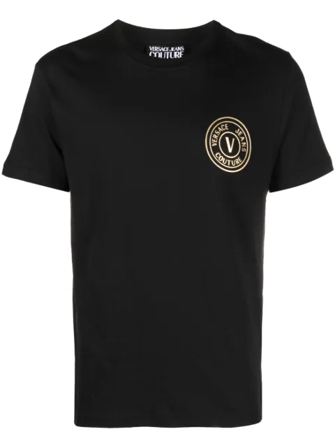 Versace Jeans Couture logo-print short-sleeved T-shirt Black 75GAHT06CJ00T