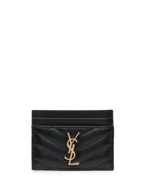 Saint Laurent chevron-quilted leather cardholder Black 423291AAA44