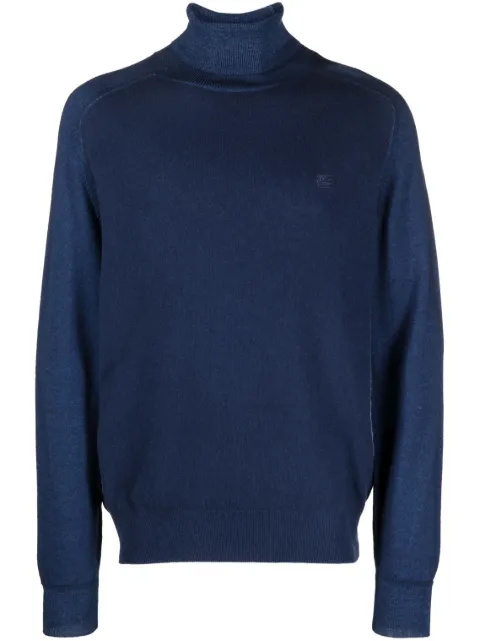 ETRO Pegaso-embroidered roll-neck jumper Blue 1N9349294