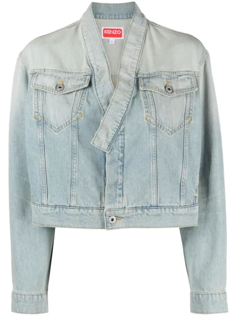 Kenzo faded-effect cropped denim jacket Blue FD62DV2426B8