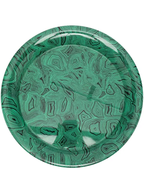 Fornasetti Malachite circular iron tray Green C26Y210