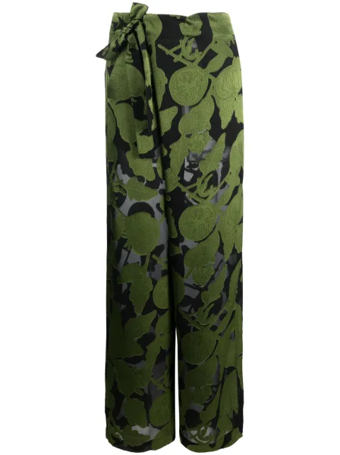 Henrik Vibskov graphic-print wrap trousers Green AW23STUDF517