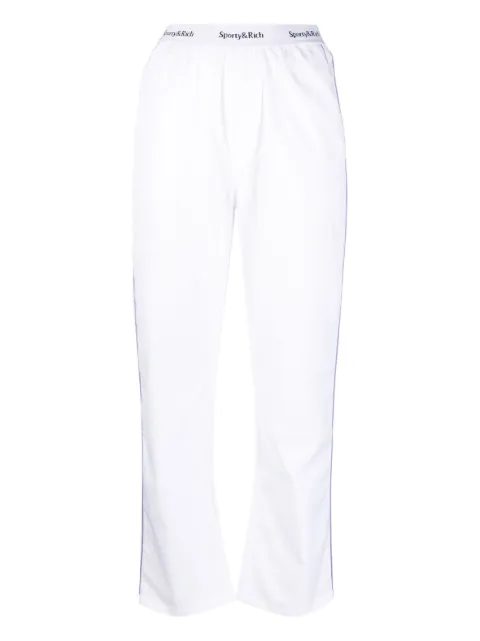 Sporty & Rich logo-waistband cotton pyjama trousers White PJ1016WH