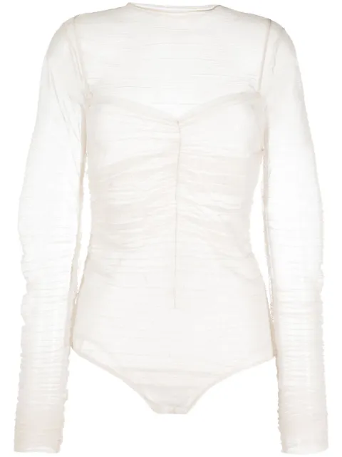 Ioana Ciolacu semi-sheer long-sleeved body Neutrals IC24BD01TAN