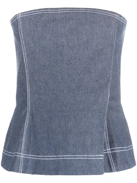 Ioana Ciolacu contrasting-stitch bustier top Blue IC24TP02DNM