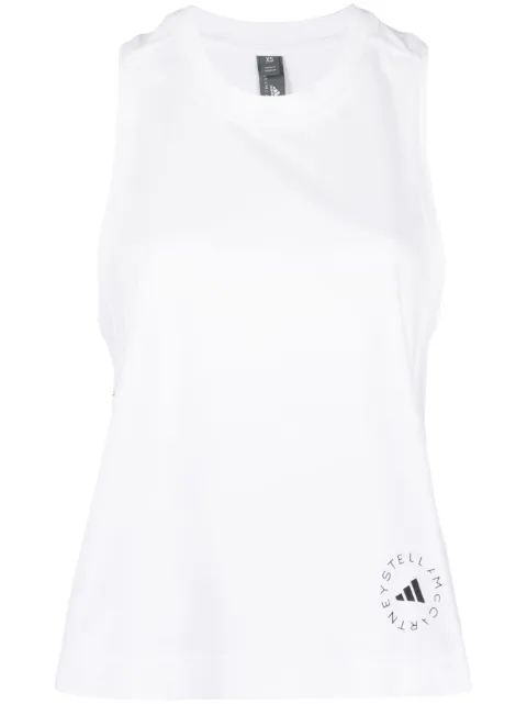 adidas by Stella McCartney True Pace Running logo-print tank top White IB6858WHITE