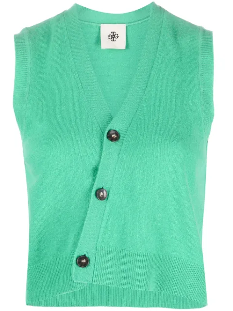The Garment asymmetric V-neck knit vest Green 19469