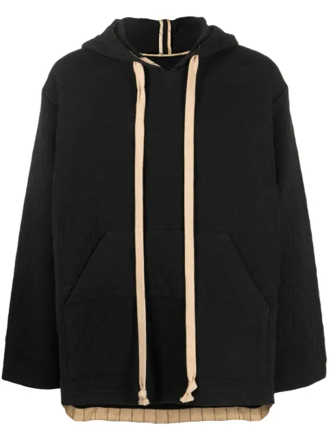 Uma Wang quilted drawstring hoodie Black UM1522