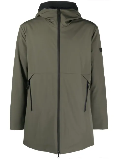 Peuterey logo-patch hooded coat Green PEU405901191581