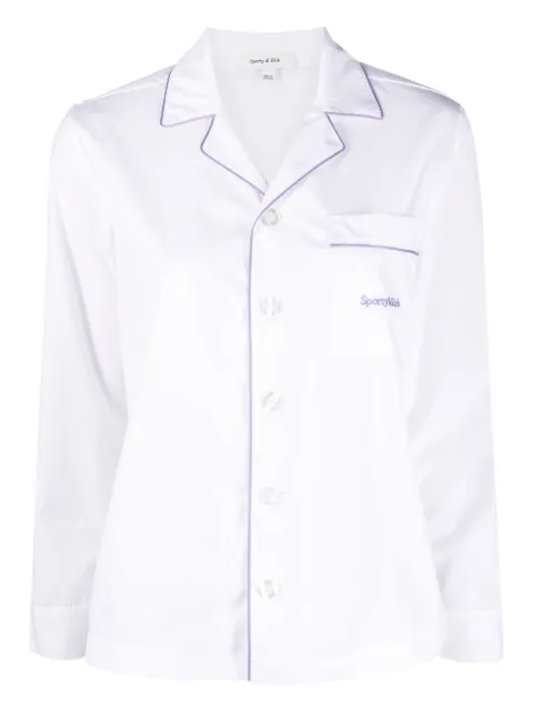 Sporty & Rich chest-pocket cotton pyjama top White PJ1015WH