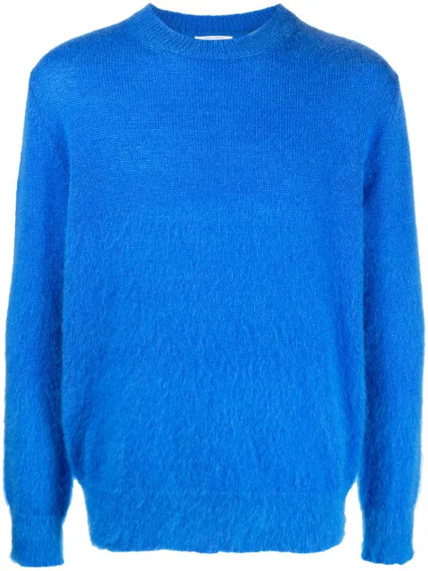Off-White Arrows logo-intarsia jumper Blue OMHE170F23KNI0016961