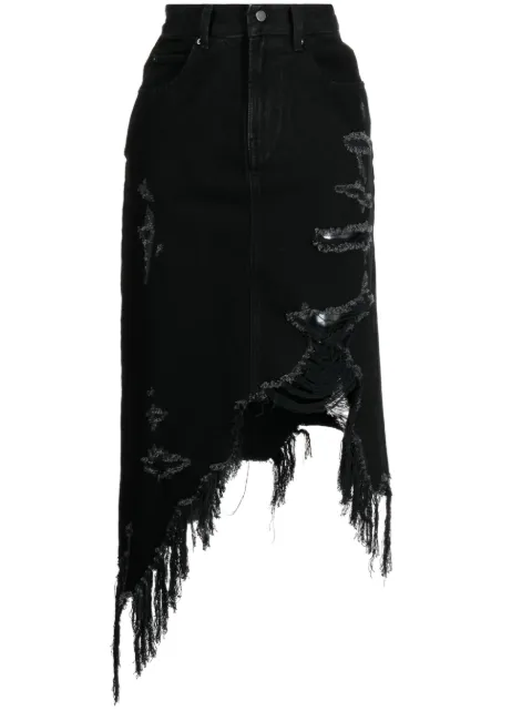 JNBY asymmetric ripped denim skirt Black 5N7D11070
